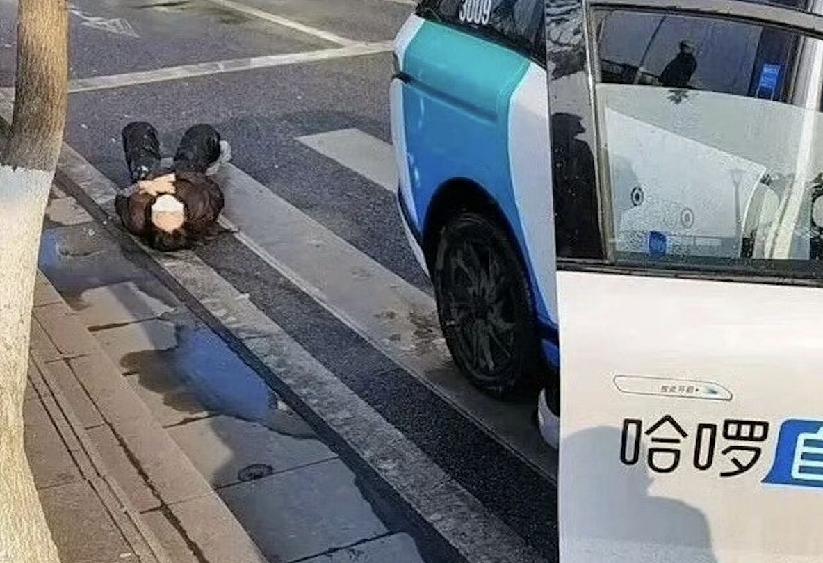 ▲哈囉Robotaxi在湖南株洲街道上出現安全上的問題，壓倒兩名行人。（圖／翻攝微博）