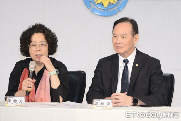 ▲演員陳幼芳出席刑事局接露網路詐騙記者會，分享自身經驗。（圖／記者張君豪翻攝）