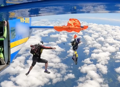 降落傘纏住機翼！　澳洲男「卡4500m高空」驚險畫面曝光