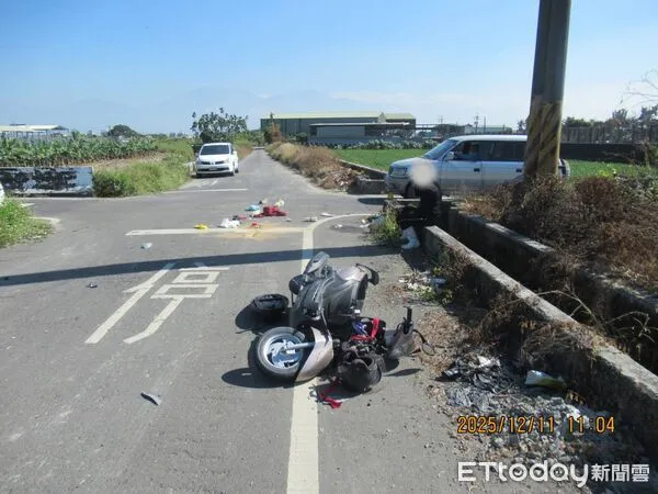▲萬丹鄉寶田路段車禍。（圖／記者陳崑福翻攝）