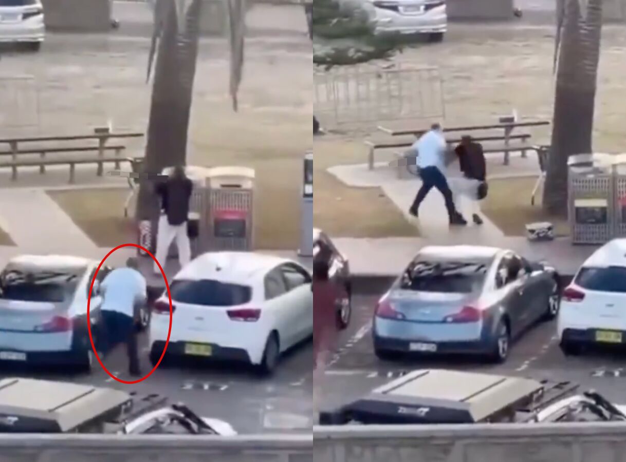 ▲英勇水果店老闆，趁槍手不注意衝上前奪槍 。（圖／翻攝X，下同）