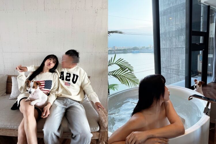 ▲黃小愛曬出宜蘭泡湯照，全裸挑戰社群尺度，讓好友林莎也看傻眼。（圖／翻攝自Instagram／littlelove0304）