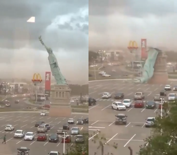 巴西自由女神「慘遭斷頭」!12樓高巨像狂風中轟然倒塌