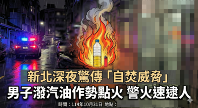 獨／新北男當妻面「淋汽油嗆自焚」！涉家暴等罪被起訴