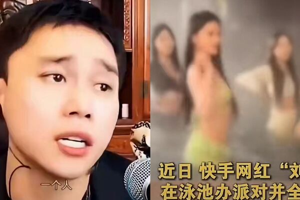 ▲▼ 劉二狗、大陸網紅、擦邊情色泳池直播            。（圖／翻攝 第一現場）