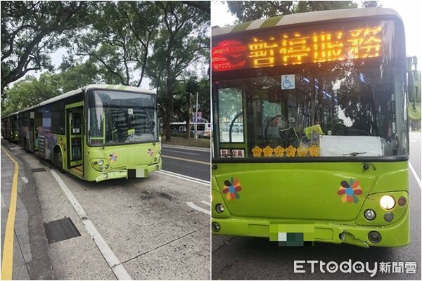 ▲▼北市小巨蛋旁3公車追撞釀3傷。（圖／記者邱中岳翻攝）