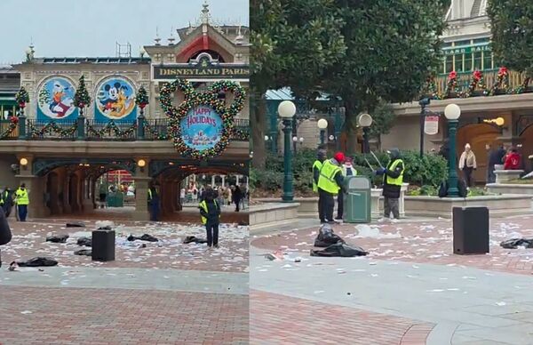巴黎迪士尼清潔員罷工。（翻攝自X@LisaCorpus1993）
