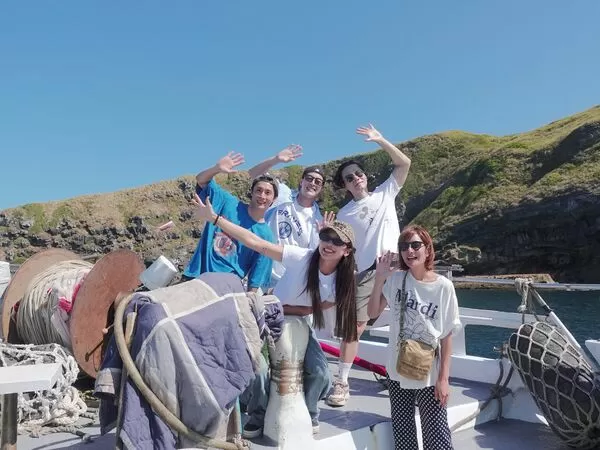 ▲阿本(左起)、Wish（朱宇謀）、吳映潔（鬼鬼）、Kevin以及莎莎。（圖／好看娛樂）