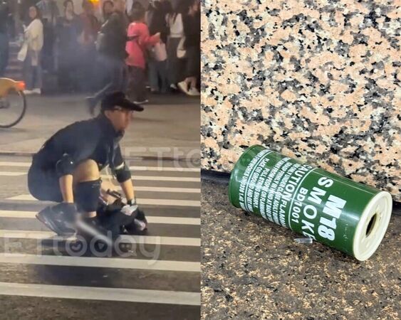 ▲張文,煙霧彈。（圖／記者陳以昇攝、記者徐文彬攝）