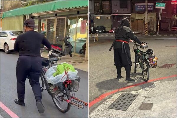 ▲▼台南警查獲忍者背武士刀。（圖／記者林東良翻攝、翻攝爆廢公社）