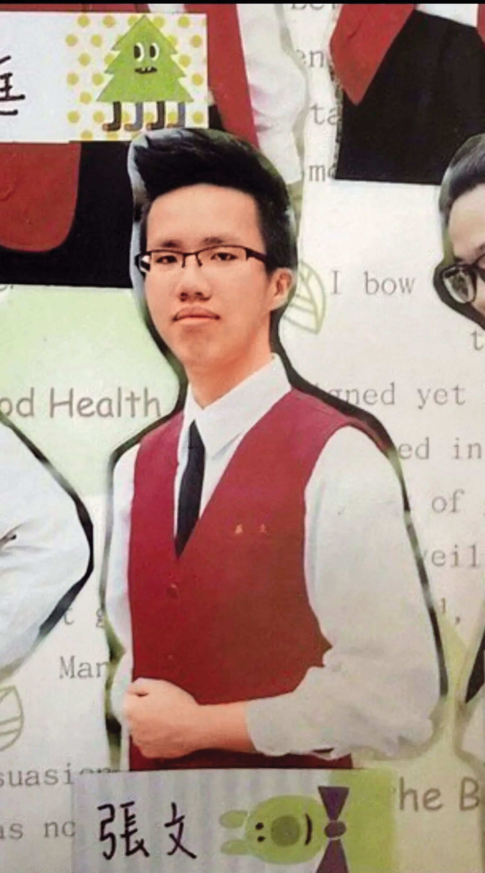 張文高職畢業於永平工商，在校成績不錯，還擔任班級幹部。（翻攝畫面）