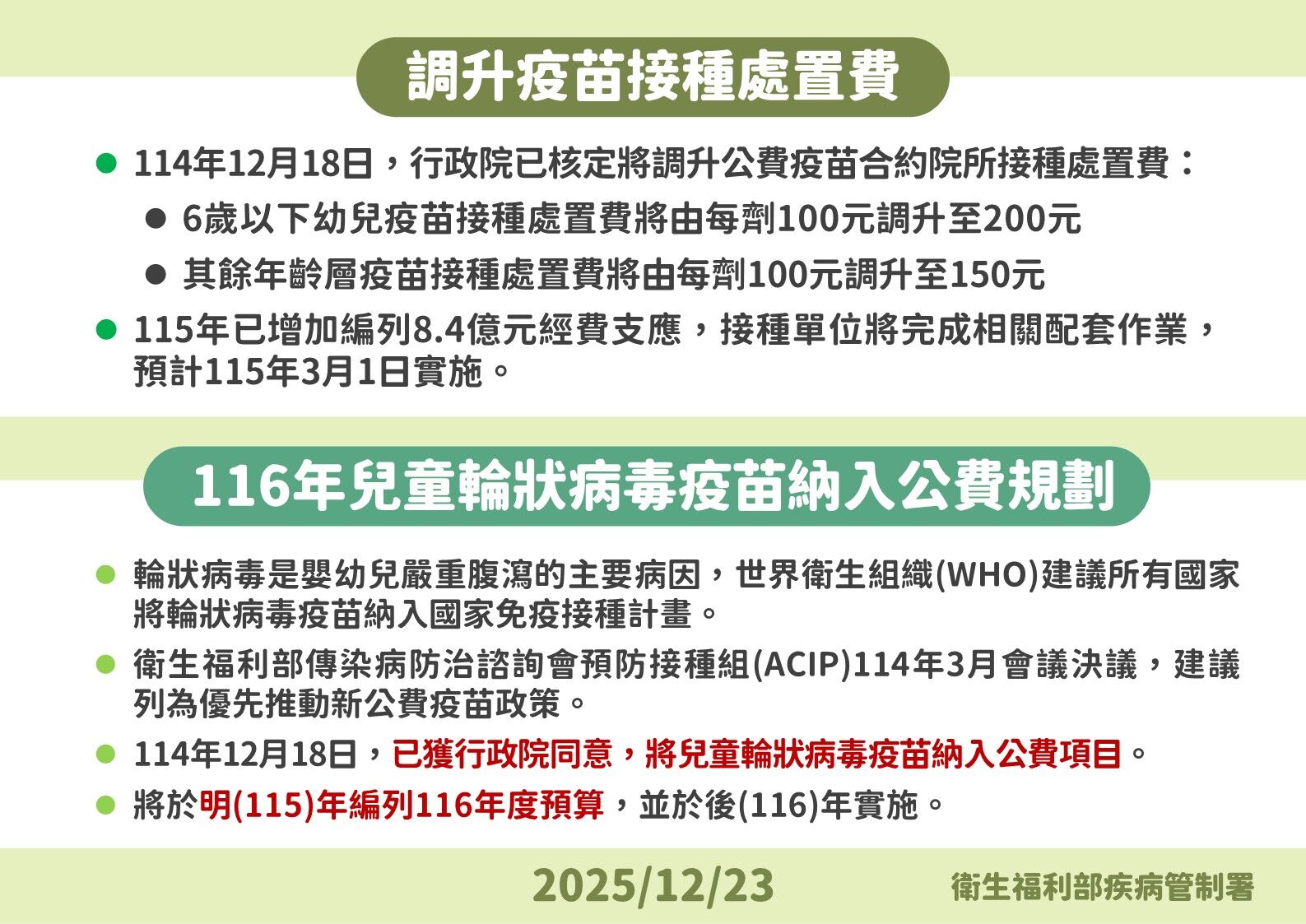▲▼明年調升疫苗處置費、後年規畫兒痛輪狀病毒疫苗納入公費。（圖／疾管署）