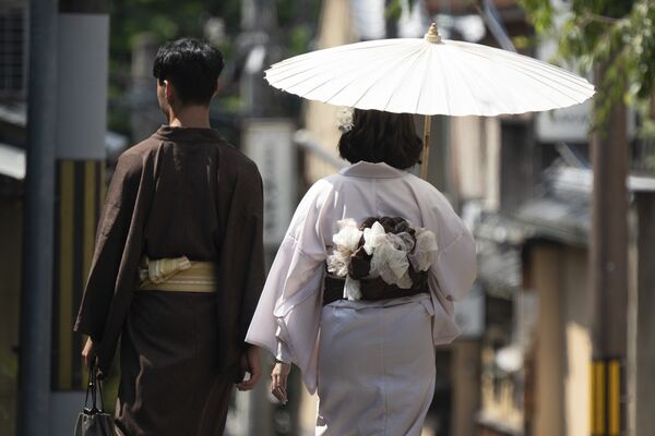▲▼日本京都，京都街景，和服，櫻花妹。（圖／達志影像／美聯社）