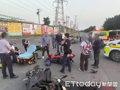 恐怖瞬間曝！高雄男闖紅燈連撞4機車釀4傷 　騎士噴飛肋骨斷