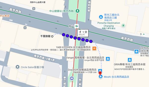 ▲▼ 張文同時訂兩家飯店，「前進基地」千慧商旅離南西誠品僅44公尺。（圖／翻攝Google Map）