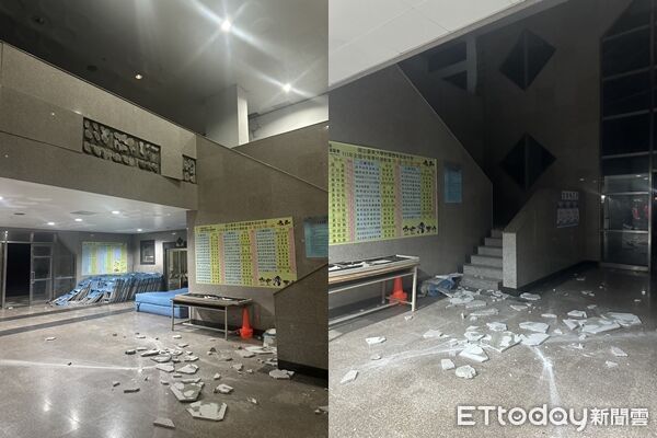 ▲▼台東地震，台東體中天花板、牆面剝落。（圖／記者吳奕靖翻攝）