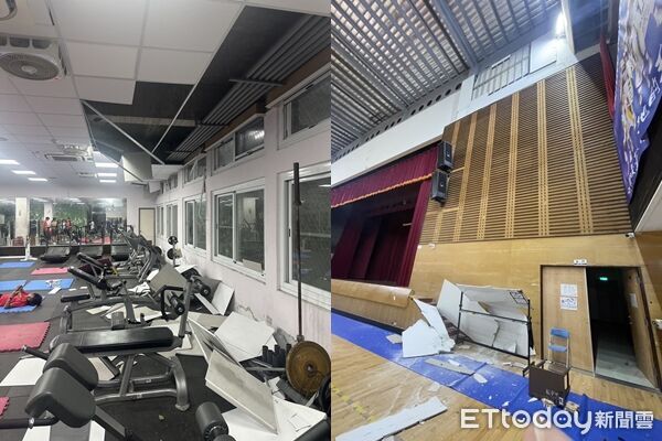 ▲▼台東地震，台東體中天花板、牆面剝落。（圖／記者吳奕靖翻攝）