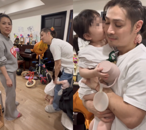 ▲▼熊熊伸手打老公「秒被女兒報復」她傻眼離場。（圖／翻攝自Instagram／beargenie）