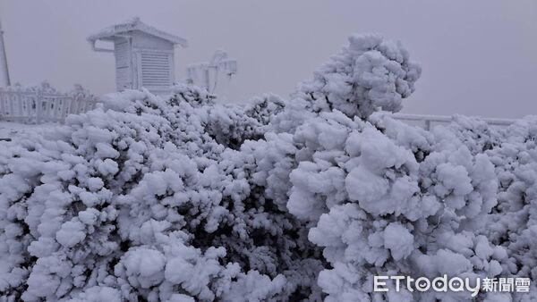 ▲▼玉山清晨降雪。（圖／氣象署提供）