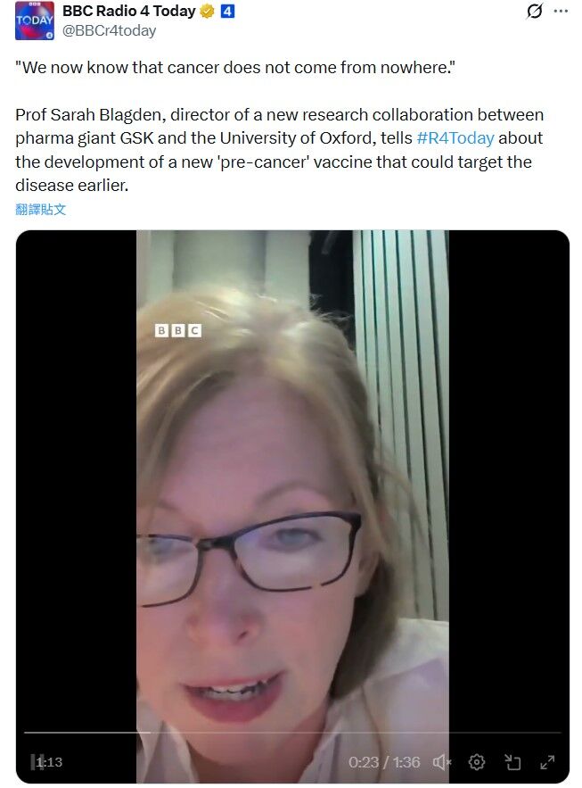▲布拉格登教授在節目中指出，癌症並非憑空而來。（圖／翻攝自BBC Radio 4 TodayX）
