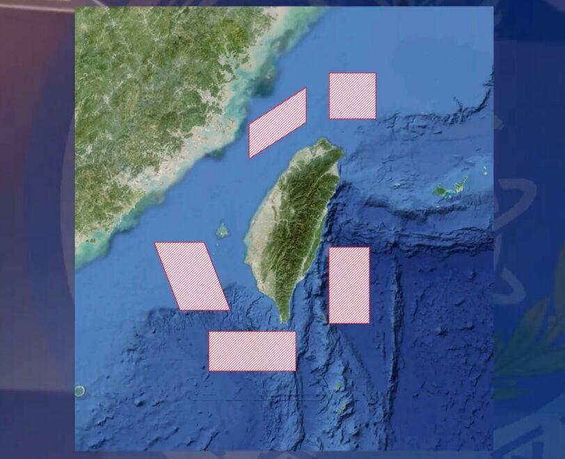 ▲中共解放軍東部戰區29日宣布對台實施「正義使命-2025」軍演，並畫設5個演習範圍。(圖／翻攝自微博）。