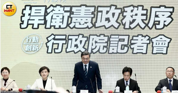 卓榮泰12月15日宣布為捍衛憲政秩序，將不副署藍白聯手通過的《財劃法》，更稱「若被倒閣是我的民主勳章」，後來又調整策略。（圖／侯世駿攝）