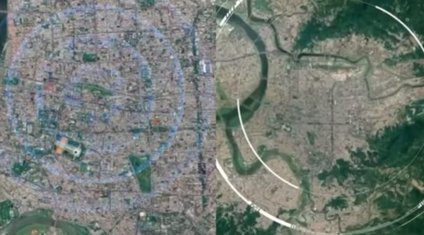 ▲ 解放軍2025四月一號演訓「首次」瞄準台北市空照圖，示意「精準打擊」特定對象。（圖／翻攝 東部戰區微博）