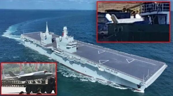 ▲▼076型兩棲攻擊艦四川艦甲板被捕捉到出現新型無人機，疑似在北京閱兵式上亮相的C型無人忠誠僚機。（圖／翻攝自大陸網站）