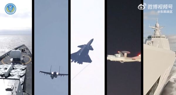 ▲解放軍「正義使命-2025」圍台軍演首波畫面釋出。（圖／翻攝東部戰區微博）