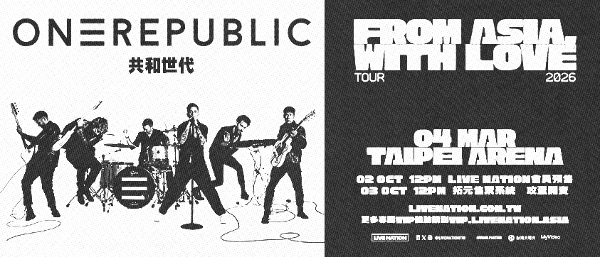 ▲ONEREPUBLIC &ldquo;From Asia， With Love&rdquo; 2026 in Taipei。（圖／翻攝自拓元售票）