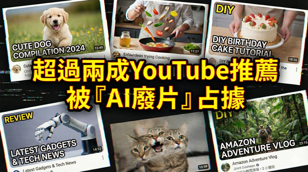 ▲▼AI 廢片充斥 YouTube。（AI協作圖／記者吳立言製作，經編輯審核）