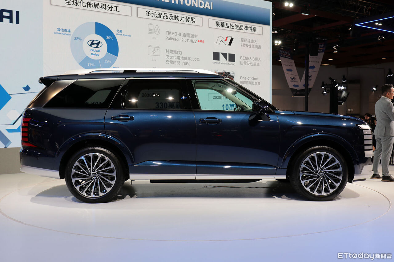 ▲台北車展／Hyundai「旗艦大型休旅車」首發！2.5渦輪油電更討喜。（圖／記者張慶輝攝）