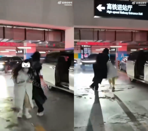 ▲▼靈超高鐵站抓粉絲頭摔手機畫面瘋傳。（圖／翻攝自微博）