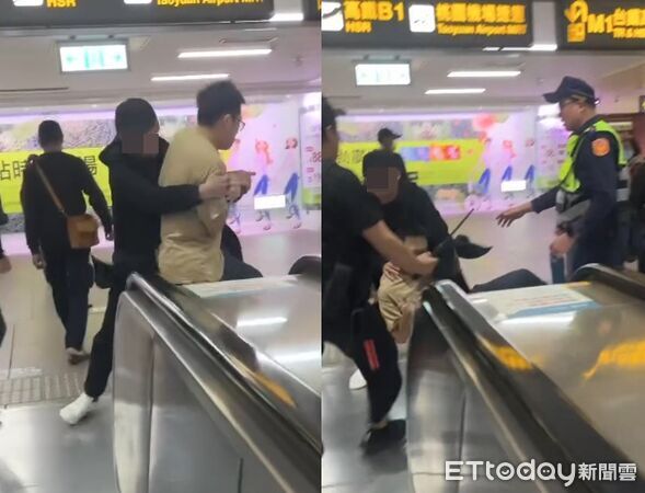 ▲黑衣男見義勇為「抱摔」壓制鬧事男。（圖／網友提供）