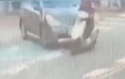 ▲彰化80歲阿嬤騎機車遭右轉車撞飛倒地。（圖／民眾提供）