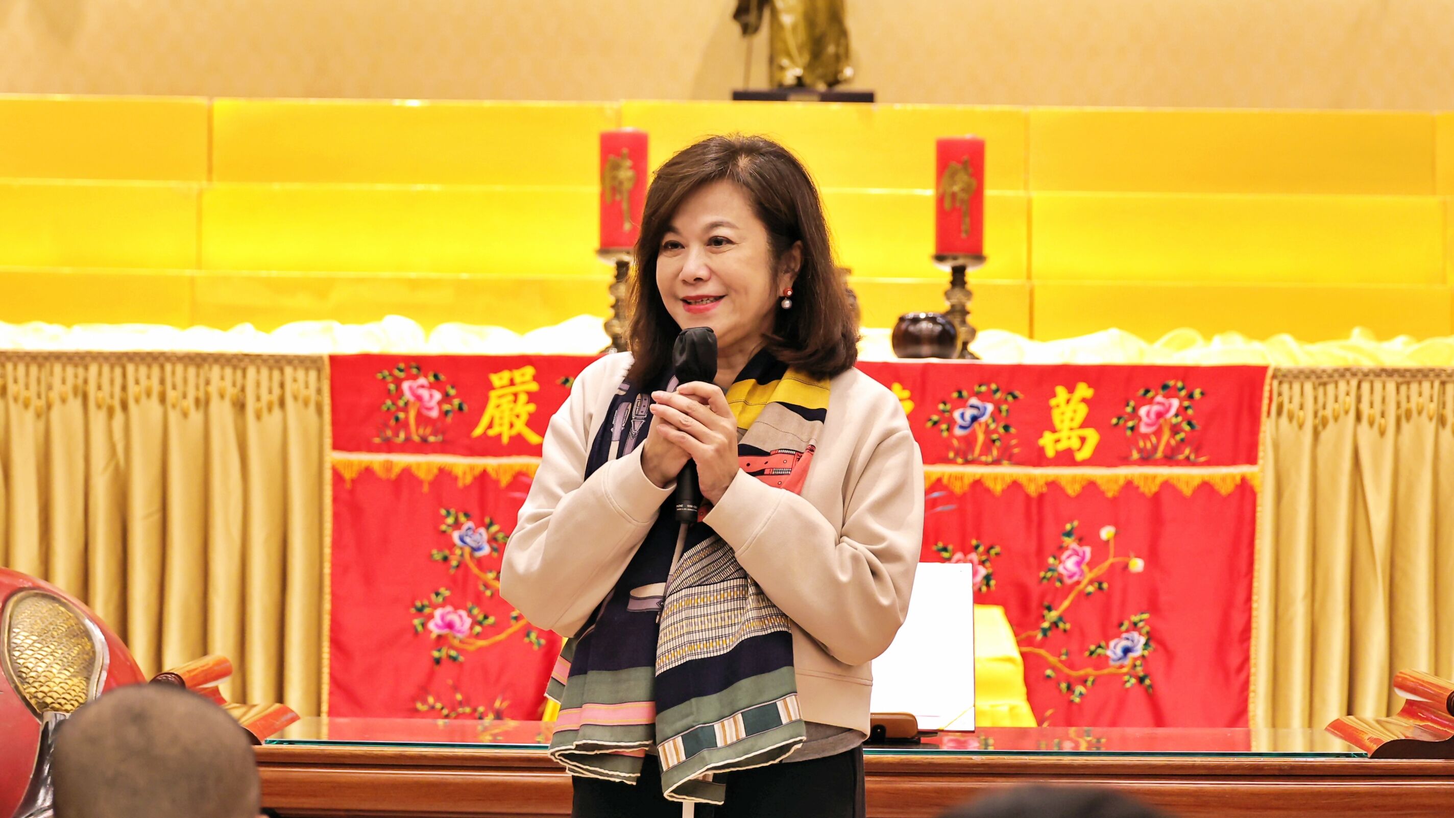 ▲佛光山極樂寺彩繪燈籠 邱佩琳祈願和諧基隆。（圖／記者郭世賢翻攝）