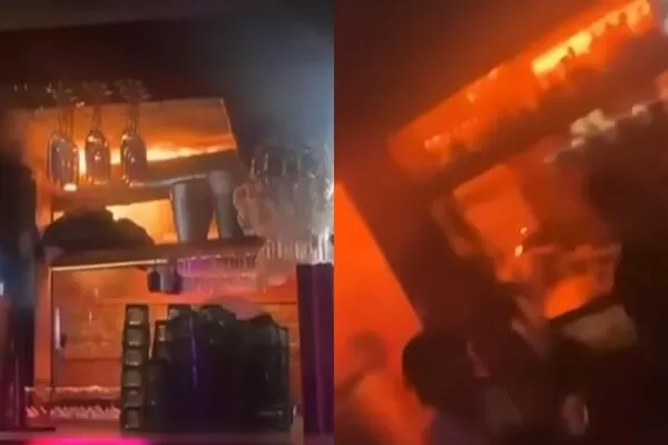 ▲▼瑞士酒吧「香檳插仙女棒」點燃天花板。（圖／翻攝自YouTube）