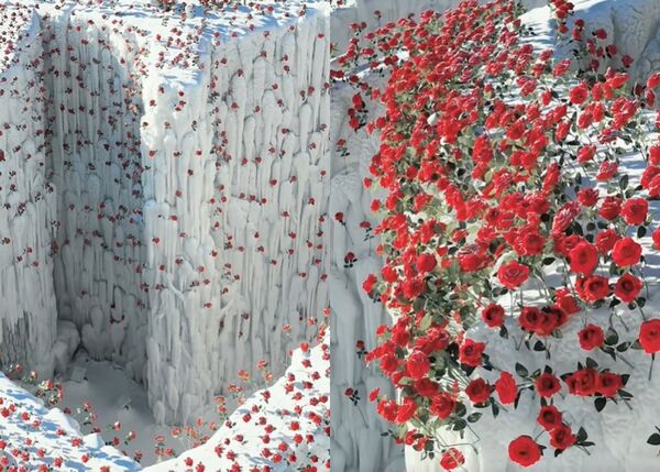 ▲▼哈爾濱冰雪大世界 玫瑰冰瀑。（圖／翻攝自小紅書）