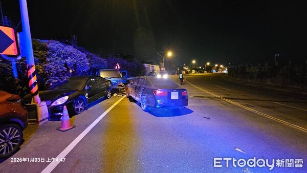 ▲屏東市機場南路交通事故。（圖／記者陳崑福翻攝）