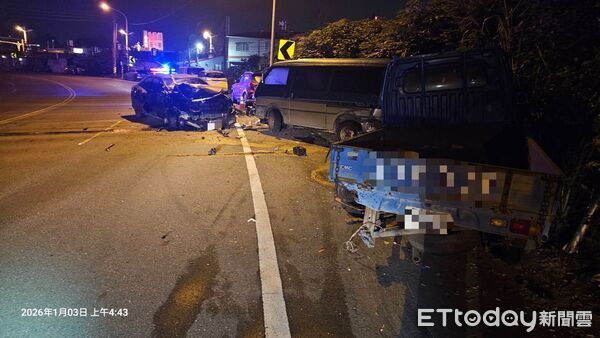 ▲屏東市機場南路交通事故。（圖／記者陳崑福翻攝）