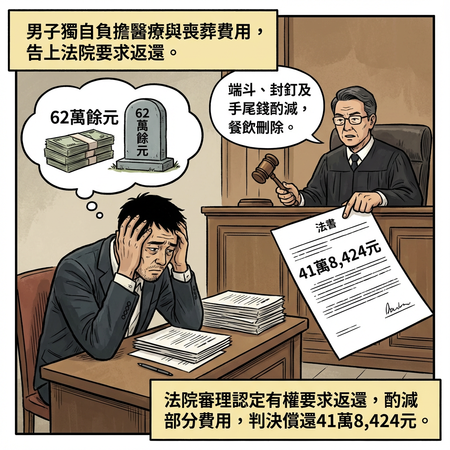 ▲彰化男獨扛家人喪葬費。（AI協作圖／記者唐詠絮製作，經編輯審核）