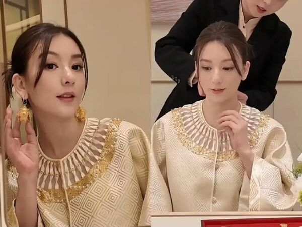 ▲▼天王嫂方媛上海狂掃黃金！員工幫提3大袋戰利品。（圖／翻攝自微博）