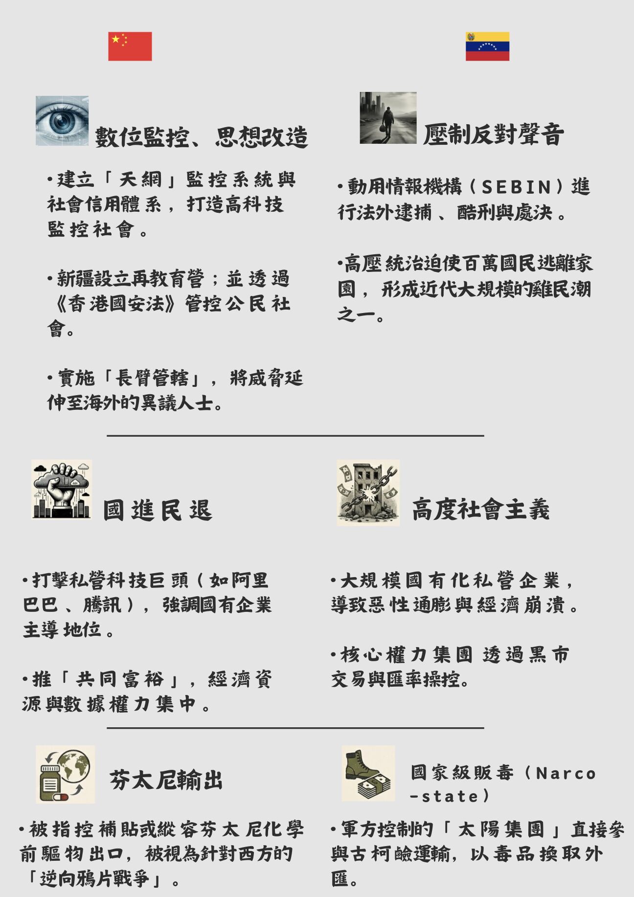 ▲▼6張圖解析委內瑞拉與CRINK集團關係與政體，以及國際事件對台灣安全情勢影響。（AI協作圖／記者陶本和製作，經編輯審核）