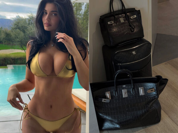 凱莉珍娜豪奢日常比基尼配豹頭鑽鍊　百萬柏金包當旅行袋
