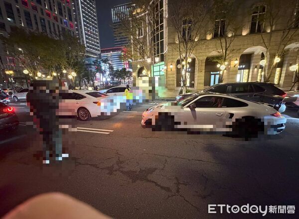 ▲▼王陽明與前車發生追撞，所幸雙方都未受傷。（圖／記者張君豪翻攝）