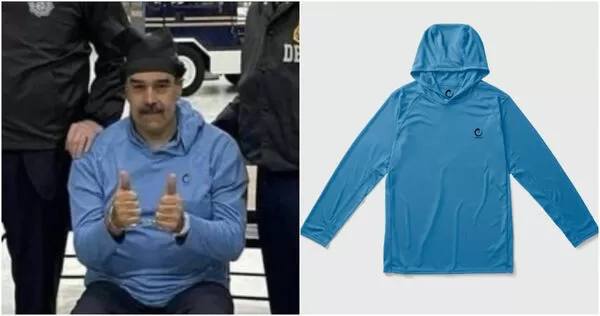 馬杜洛被戴上手銬、押送抵達紐約（New York）的照片，意外讓1家位於美國緬因州（Maine）的服飾公司成為全球鎂光燈焦點。（圖／翻攝自X平台／@ORIGINBJJ）