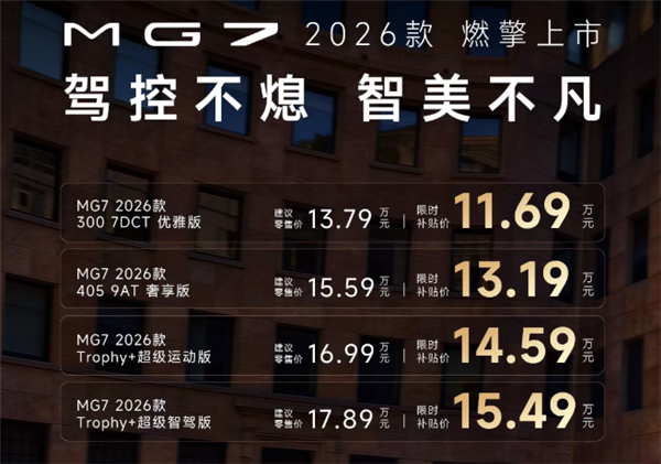 ▲大陸正式推出改款新MG7，還帶來限時甜甜價。（圖／翻攝自MG）