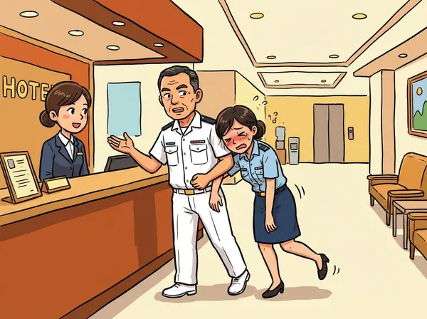 ▲海軍某艦長趁著眾人飲酒聚會後，將酒醉的女軍官帶到飯店開房。（AI協作圖／記者吳銘峯製作，經編輯審核）