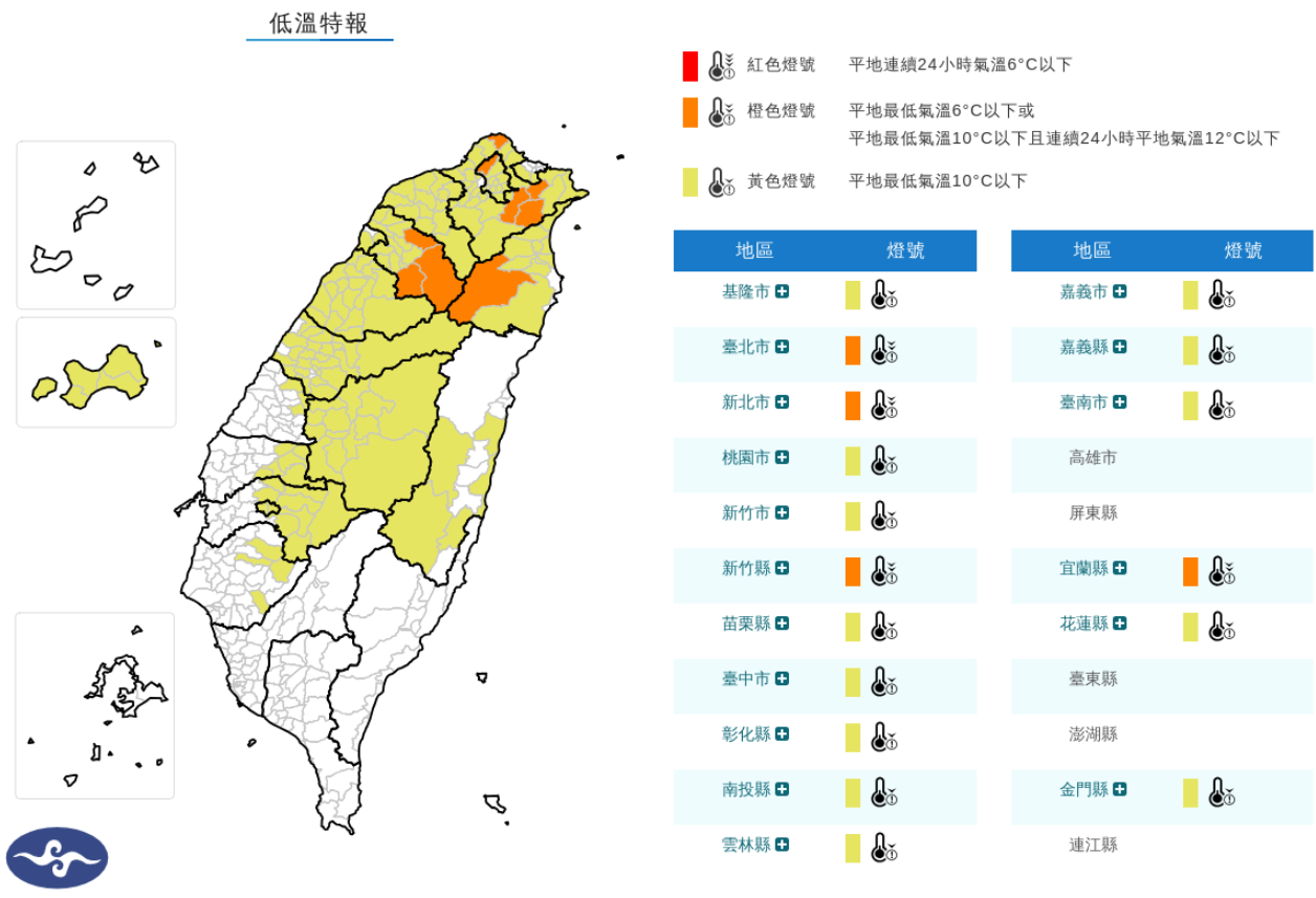 快訊/今晨5.4度!17縣市低溫特報 雙北新竹跌破6度