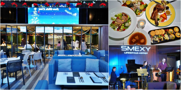 ▲▼台北松山區「SMEXY音樂餐廳」，現場Live Band駐唱，擁有250坪五星級包場空間，提供浪漫歐式料理的音樂餐酒館。（圖／部落客Mika提供）